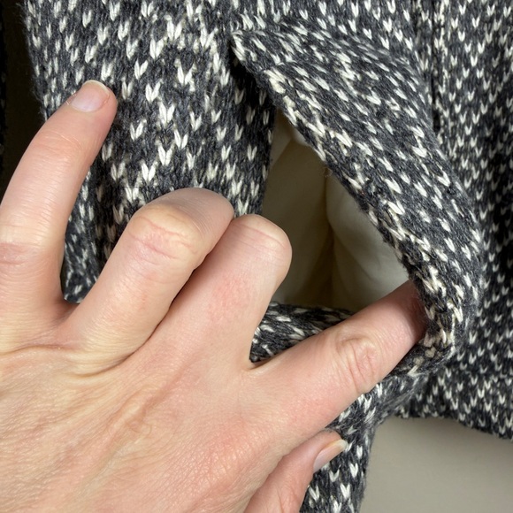 LL Bean Diamond Jacquard Fleece Lined Anorak Jacket Sz S - Picture 5 of 14